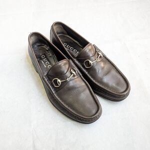 Gucci Horsebit Loafers Brown Men 10.5 D Leather Snaffle Italy